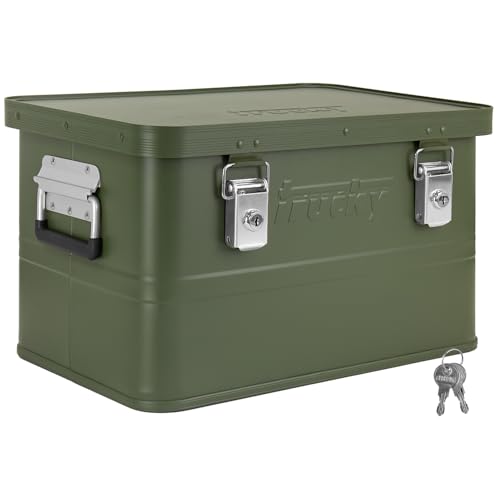 Trucky Aluminium Box mit Deckel Grün Alu Kiste Box Alukiste 30 Liter Transportbox Metallbox Alu Aufbewahrungsbox Boxen Abschliessbar Metallkiste