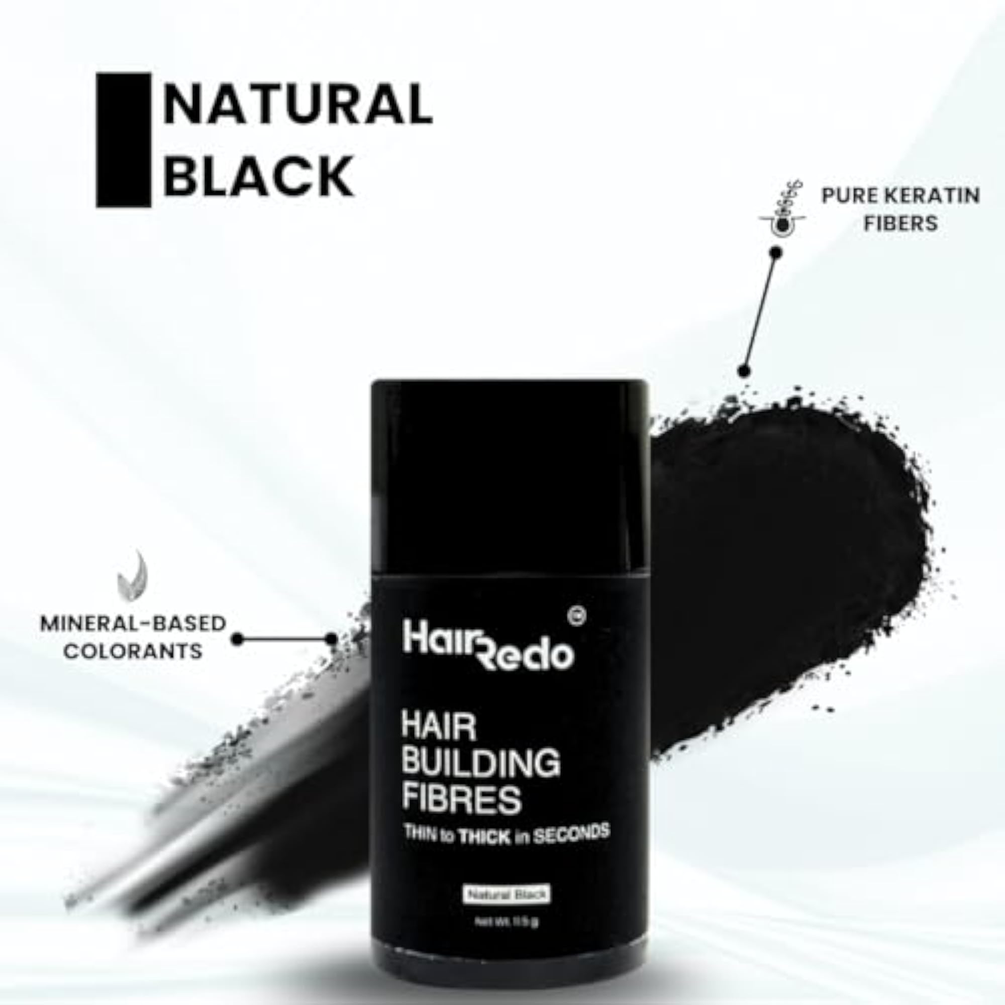 Pure Keratin Hair Fibers, 11.5g Classical Pack (Natural Black)