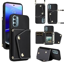 Dibosom Luxury Wallet Case for Motorola Moto G Stylus 5G 2022 with 5 Card Slots Thin Slim Flip Purse & Shoulder Strap,Credit Card Holder Stand Phone Cover for XT2215-1 XT2215-4 XT2215DL Black