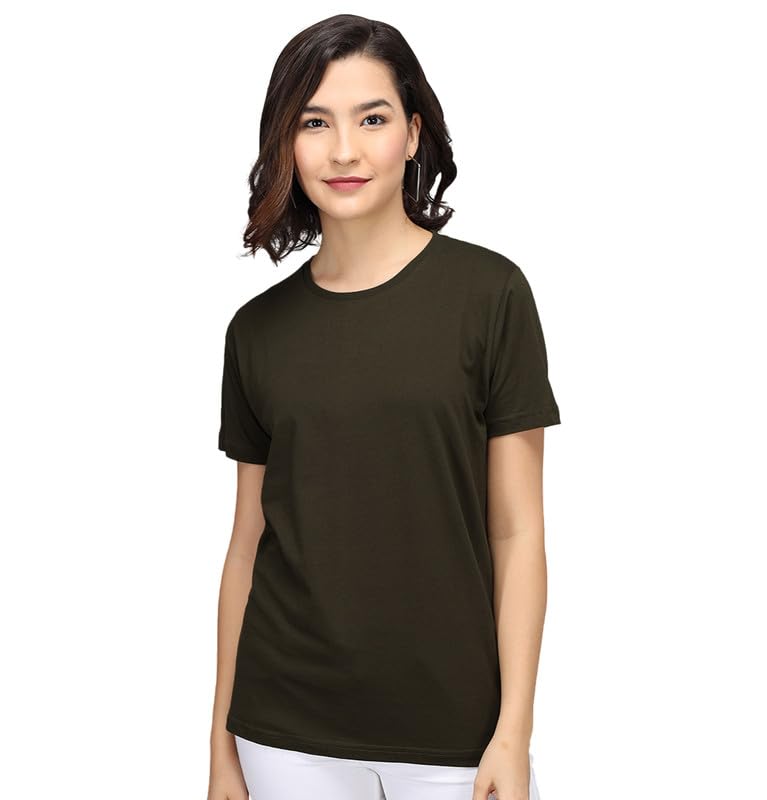 Image of Sleepynuts Women Boyfriend Plain Round Neck Half Sleeve T-Shirt