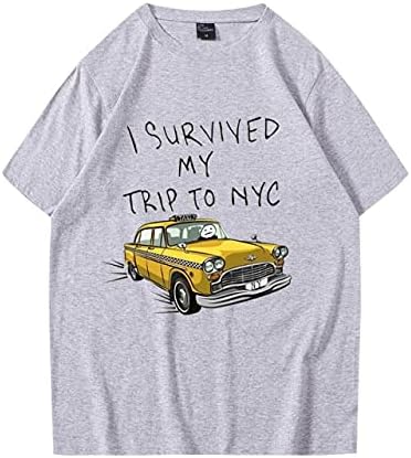T Shirts - Tom Holland Same Style Tees I Survived My Trip To NYC Print Tops Casual Cotton Streetwear Men Women Fashion T Shirt (TS02455-gray XXL)