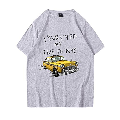 T Shirts - Tom Holland Same Style Tees I Survived My Trip To NYC Print Tops Casual Cotton Streetwear Men Women Fashion T Shirt (TS02455-gray XXL)