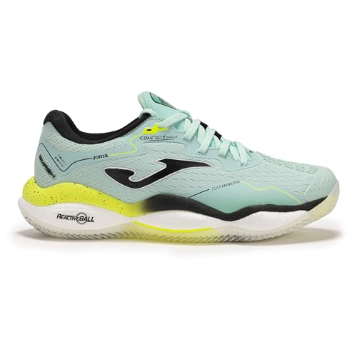 Joma Pádel Zapatilla Smash Blanco Turquesa, 37-47 - Suela Reactive Ball Que Absorve Impactos y Evita Torsiones en Articulaciones