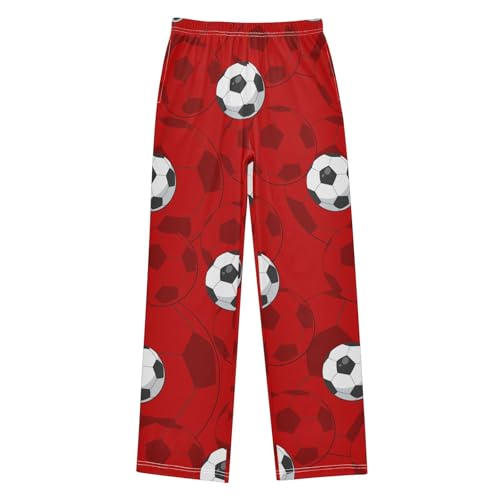 Ball on Red Boys Pants Boys Athletic Pants Long Pant for Boywith Pockets Wide-Leg Size 6-14Y