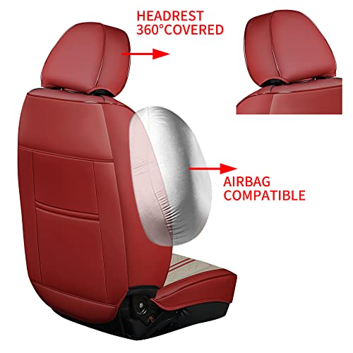 Image of GXT Car Seat Covers Front Seats Only, Front Car Seat Covers 2 Pack, Premium Faux Leather Car Seat Cushion - Universal Fit for Most Sedans SUV Pick-up Truck with Headrests(Red and White)