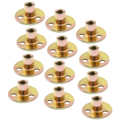 hordion 12pcs 3834-16 carbon steel t nuts round base plate nut furniture hardware flange insert female thread