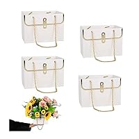 15 Sacchetti Regalo Portafiori In Cartone Con Maniglie A Catena Metallica - Scatole Per Bouquet Per Matrimoni, San Valentino (Bianco, Rosa, Nero)