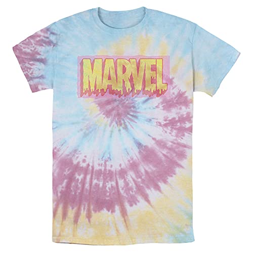 Marvel Logo Drip T-Shirt Homme en coton noir coupe reguliere