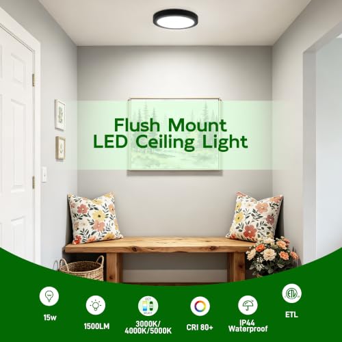 Image of hykolity 7 Inch Selectable CCT LED Round Flat Panel Light,1500LM