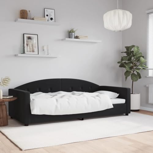 sephironlbb Cama de día negra de 90 x 200 cm de terciopelo, moderno sofá cama con estructura de metal resistente, versátil cama de invitados para salón y dormitorio, cómodo acolchado