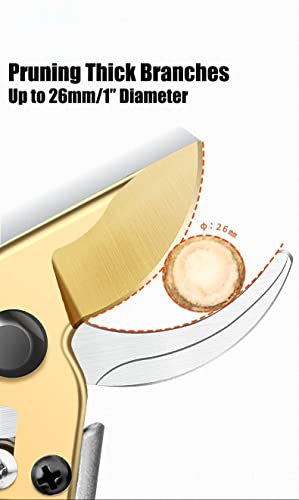 8 inch Garden Secateurs, Professional Garden Pruning Shears with Aluminium Handles SK5 Steel Blade with Safety Lock - Image 4