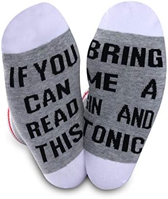 JTOUK Novelty Socks for Men Women If You Can Read This Bring Me A G&T