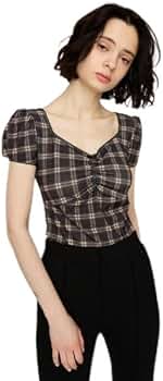 Amazon | [スライ] CHECK PRINT PUFF SLEEVE トップス M/BLK7 FREE | T