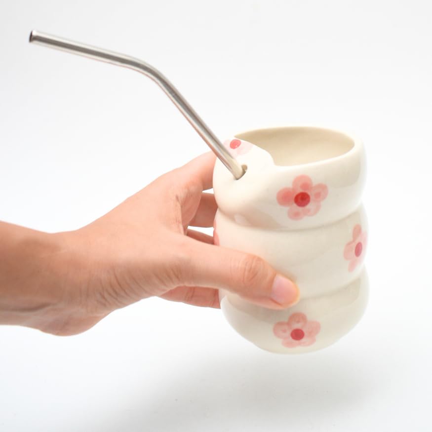 Image of Sip Bubble Tumbler with Straw - Pink Flower