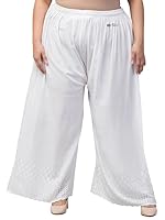 Style Prezone Women's Plus Size Chicken Palazzo 5XL to 10 XL Free Size White Palazzo