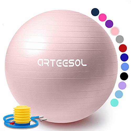 arteesol Exercise Ball, Yoga Birthing Ball with Quick Pump 45cm/55cm/65cm/75cm Anti-Slip Birthing Ball