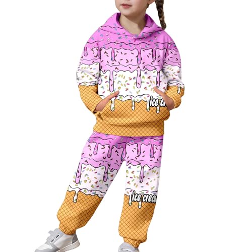 Sudadera manga larga con capucha estampado y pantalón en conjunto infantil