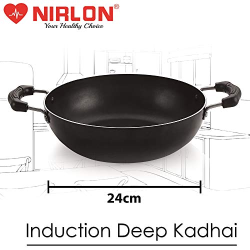 Image of NIRLON 4 Pieces Induction Cookware Set Heat-Resistant Handle, Heavy Guage Aluminum 3-Layer Nonstick Coatings Cookware(Compatible with All Induction, Gas & stovetops Only)