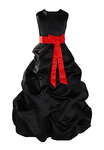Robe demoiselle d'honneur satin noir rouge Cinda : tenue de cérémonie fille 9-11 ans