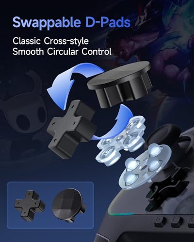 Image of EasySMX S10 Controller for Switch 2 /Switch /PC, One-Key Wake-Up, TMR Anti-Drift Joystick, Mechanical Buttons, 6-Axis Gyro, Bluetooth, RGB, Swappable D-Pad & Faceplates