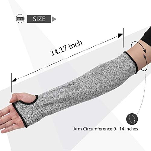 Cut Resistant Sleeves with Thumb Hole, Level 5 Protection, Slash