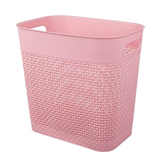 UUJOLY Plastic Trash Can Wastebasket, Garbage Container Basket for Bathrooms, Kitchens, Offices, Kids Rooms (Pink, 3 Gallon), 1 Pack