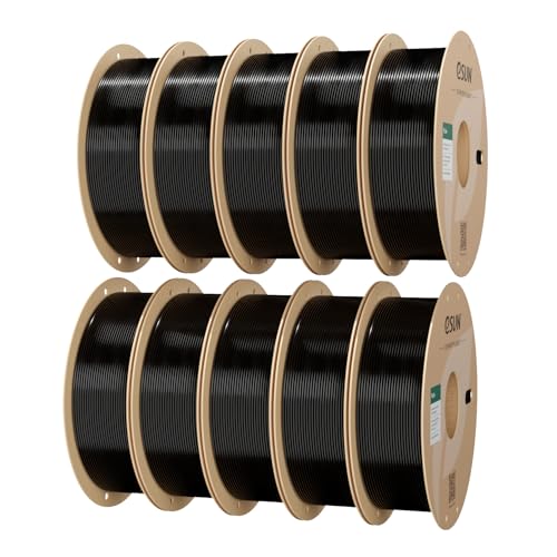 Image of eSUN 10KG Bulk PLA+ Filament 1.75mm, Black, 10 Spool Pack (1KG /Spool) Pro-Grade High Toughness PLA Plus 3D Printer Filament, Clog-Free, Dimensional Accuracy + /- 0.03mm