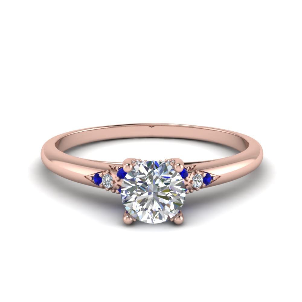 Choose Your Gemstone Petite Dome Engagement Ring Rose Gold Plated Round Shape Petite Engagement Rings Everyday Jewelry Wedding Jewelry Handmade Gifts for Wife US Size 4 to 12