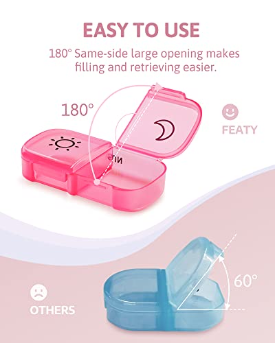 featy weekly pill organizer 2 times a day with same-side large opening for easy filling amp retrieving color tracking 7 day am pm pill box with large bpa free pill case for vitamins fish oils clear