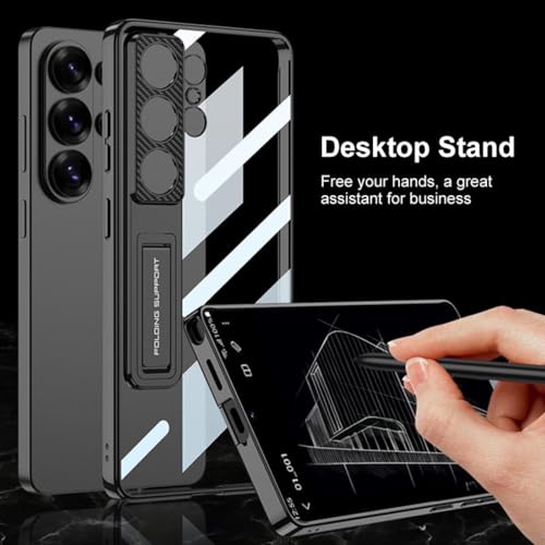 Image of TechTrendz Electroplating Hard PC Kickstand Shockproof Back Cover Compatible with Samsung Galaxy S26 Ultra Camera Protection Cover (Golden)