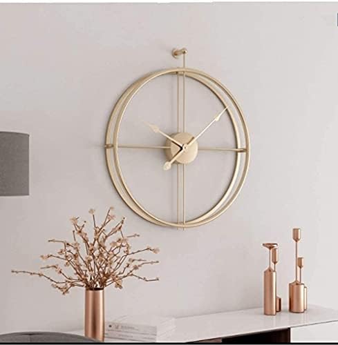 N&Life 3D Large Vintage Retro Style Wall Clocks Battery Operated Decorative 20"x24" Round Iron Metal Clock for Living Room, Bedroom, Office (All Gold)
