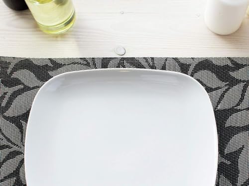 Image of YELONA Placemats for Dining Table - Heat Resistant, Non-Slip & Washable PVC Vinyl Table Mats - Set of 8, 45 x 30 cm (Charcoal Grey)