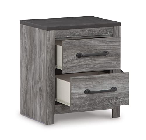 Signature Design by Ashley Bronyan Rustic 2 Drawer Nightstand, 2-Tone Look, Light Gray and Dark Gray, Large Scale Handles, Fully Finished Drawer Interiors, 24.72" Tall, Gray - image 7