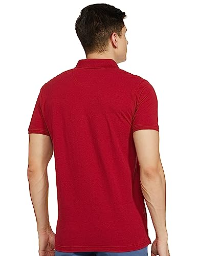 Image of Spykar Men's Slim Fit Polo Neck Half Sleeve Solid Casual T-Shirt