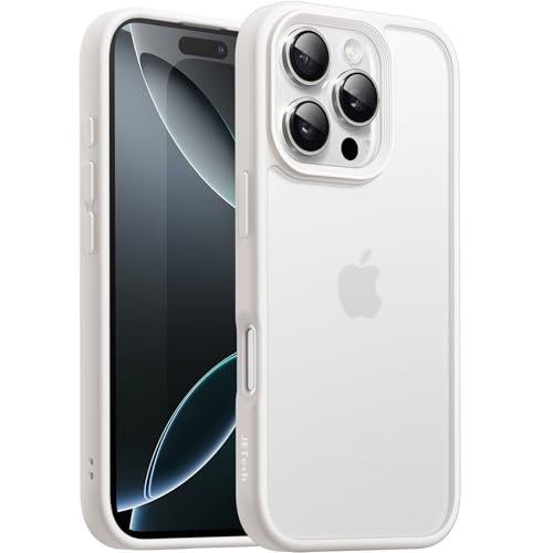 Image of JETech Matte Cover Case for iPhone 16 Pro Max 6.9-Inch, Shockproof Military Grade Drop Protection, Frosted Translucent Back Phone Cover, Anti-Fingerprint (White Titanium)