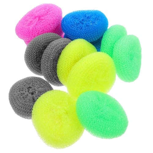Beavorty 20pcs Round Plastic Dishwashing Brushes Kitchen Scrub Brush for Dishes Pans and Pots Reusable Mesh Scrubber for Household Cleaning