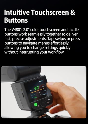 Flash Godox V480 F para Fujifilm, V480F GN50 TTL HSS 1/8000s Flash Camera, Compatible con Cámara Fuji GFX100, GFX100S, GFX50S, GFX50S II, GFX50R, X-H1, X-H2, X-H2S, X-T4, X-T5, X-Pro3, X-S10, X-S20 - imagen 3