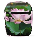 Personalized Small Crossbody Bag Water Resistant Messenger Bags Mini Lotus Printing SlingBag For Men Women