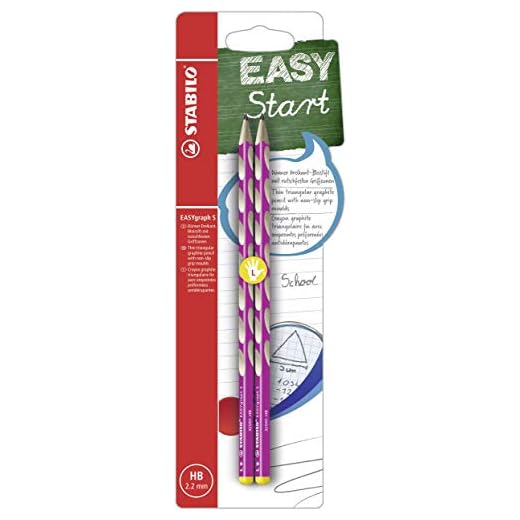 Schmaler Dreikant-Bleistift für Linkshänder - STABILO EASYgraph S in pink - 2er Pack - Härtegrad HB