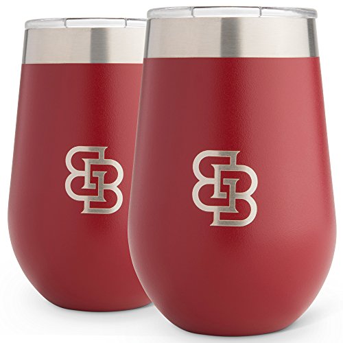Wine Tumbler With Lid Insulated Set Of 2 - Perfect Glft For Women Or Men. Includes Portable Durable Tote For Boating, Beach, Travel Designed By Bruno Bianci #TOP2