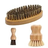 Pilzbürste, Gemüsebürste Naturborsten, 3er Set Mit Holzgriff, Pilzbürste Pfifferlinge, Kartoffelbürste, Pilzmesser Mit Pinsel, Spülbürste Rund, 11.2 X 5.4 X 1 cm