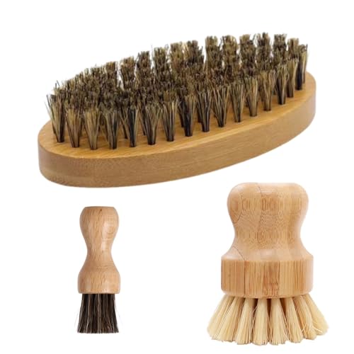 Pilzbürste Gemüsebürste Naturborsten 3er Set Mit Holzgriff Pilzbürste Pfifferlinge Kartoffelbürste Pilzmesser Mit Pinsel Spülbürste Rund 11.2 X 5.4 X 1 cm