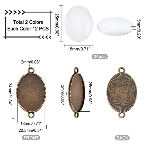 PandaHall 24Set 2 Colori Doppio Fori ovali
