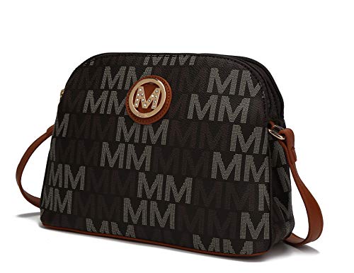 Bolsa tiracolo Mia K. Collection para mulheres – Alça ajustável removível – Bolsa carteiro de couro vegano com design cruzado, Brown Niecy, Small