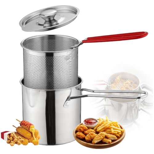 Multifunctional 304 Stainless Steel Mini Deep Fryer Pot with Basket