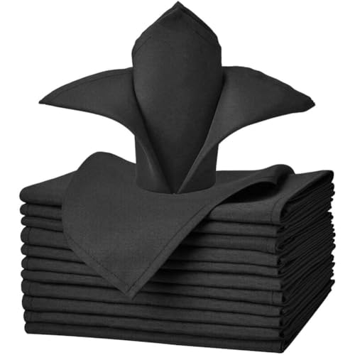 Servilletas negras de poliéster elegante para bodas y cenas de gala, 12 unidades 2