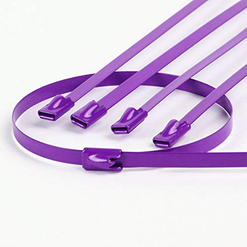 10pcs 12 inches 300mm Long Stainless Steel Wrap/Cable Zip Tie (Purple)
