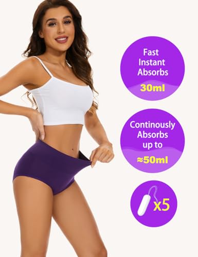Image of Allbase Incontinence Underwear for Women High Absorbency Period Panties Ladies Leakproof Protective Menstrual Postpartum Bladder Control Washable Cotton Briefs Multipack Plus Size