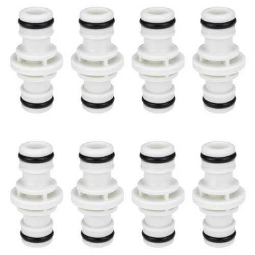 JEYORZY 8 Pezzi Raccordo Tubo Giardino, 1/2’’ Connettori per Tubi da Giardino in Plastica Connettore per Rubinetto Rapido Raccordi per Tubi Irrigazione Tubo Flessibile Attacco per Irrigazione, Bianco