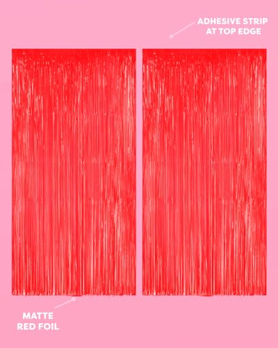Image of xo, Fetti Cherry Red Party Curtain - Set of 2 | Bachelorette Fringe Decorations, Cute Birthday Photo Booth, Party Backdrop, Scarlet Bday Supplies, Valentines Streamers, Galentines